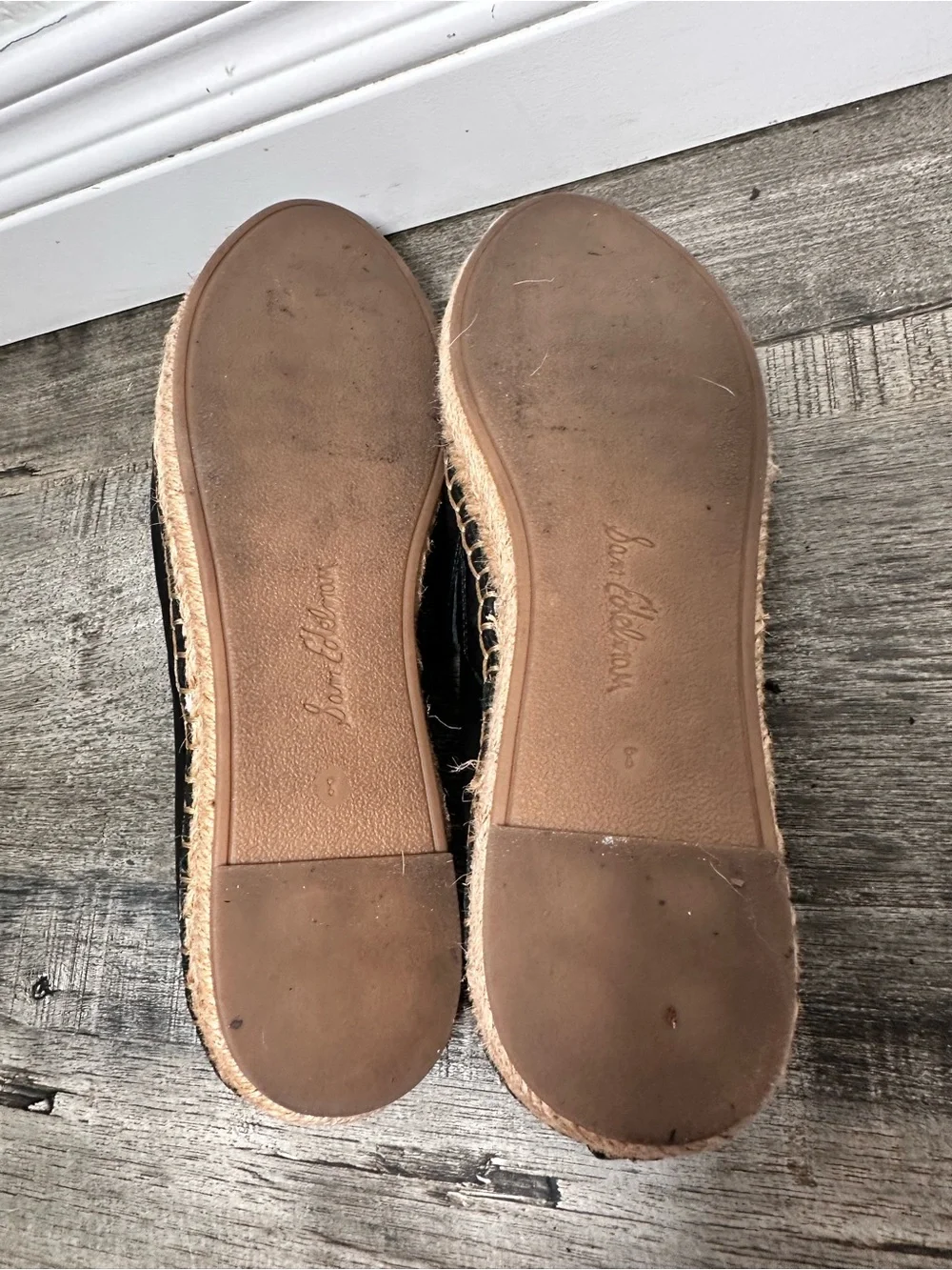 Sam Edelman Black Leather Espadrille Flats